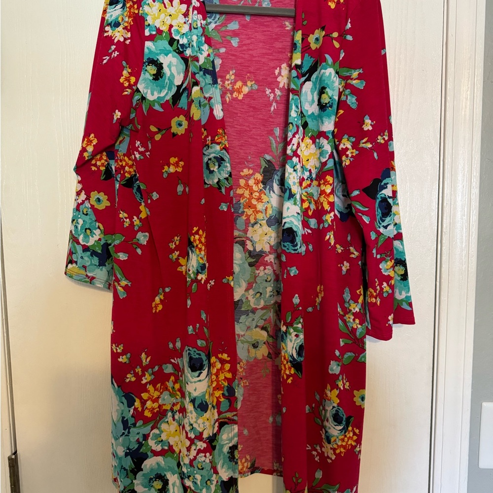 Floral Red Kimono Cardigan